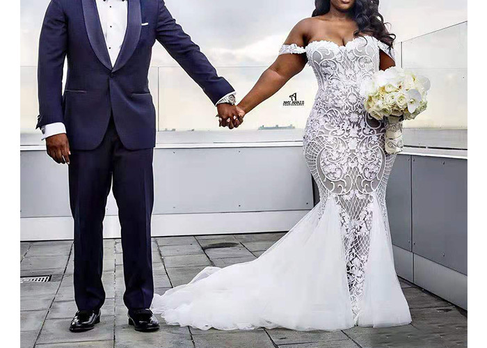 Sexy Long Fishtail Mermaid Bridal Gowns Big Size / Summer Wedding Party Dresses