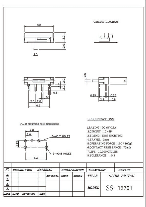 Slide Switch SS-1270H