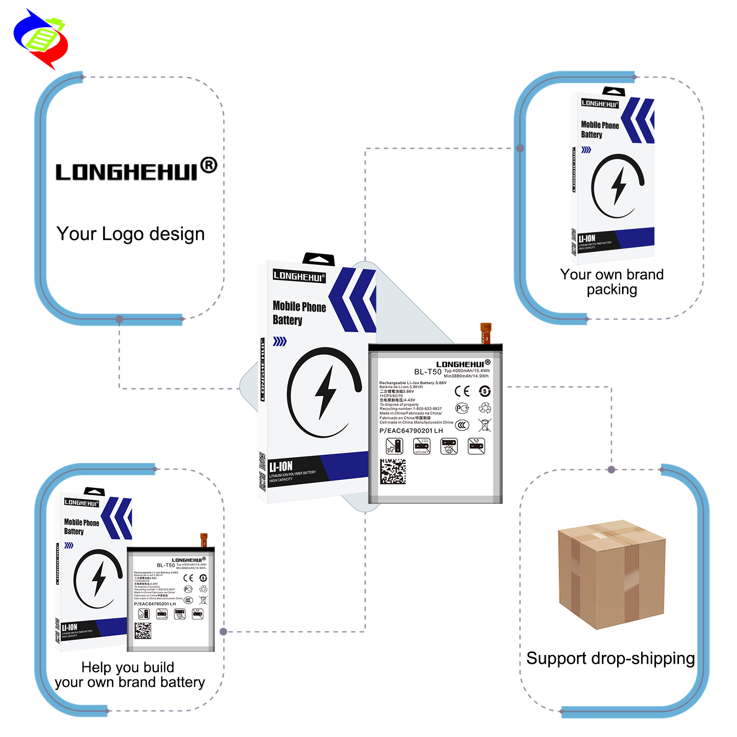 3500mAh BL-T44 Rechargeable Batteries for LG Q60 and K50 Long-Lasting Performance