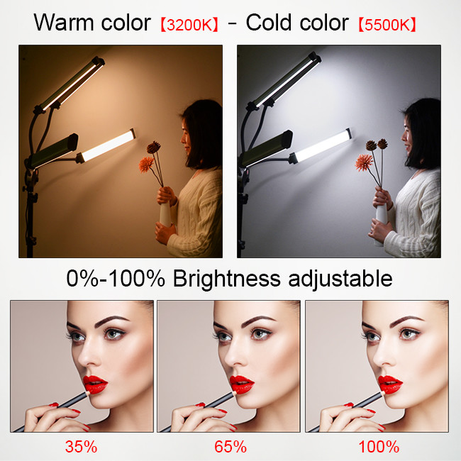 48w 96w Double Arms LED Fill Light Bicolor Eyelash Extension Beauty Lash Lamp For Live Streaming