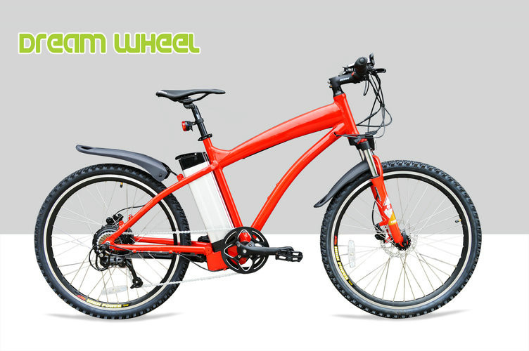 Red 38km/h Electric Pedal Assist Mountain Bike 48V 500W Gear Motor