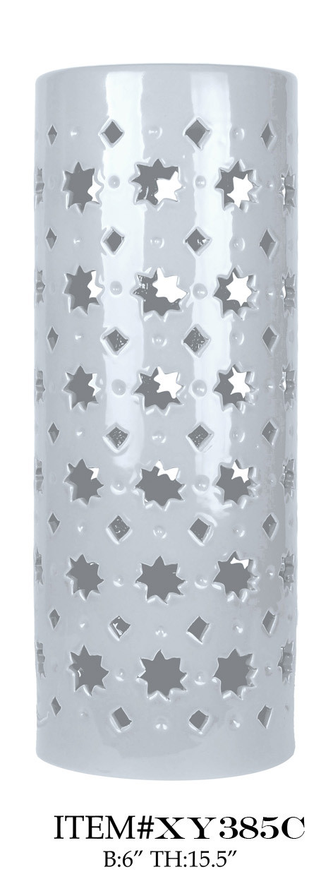 UMIK Simple Modern Table Lamp Cylinder Porcelain Tall Star Cut Out Lamp D6*15.5"