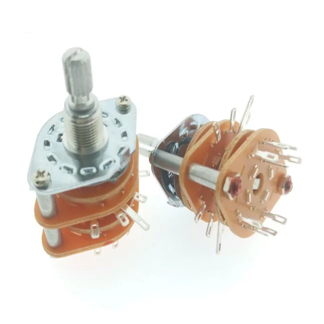 4 Pole 5 Position Rotary Switch RS25-1-12 Shaft 500V 50-60Hz 1minute Rotary Voltage Selector Switch