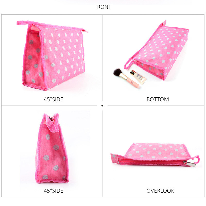 Polyester Portable Dot Printed Cosmetic Travel Bag