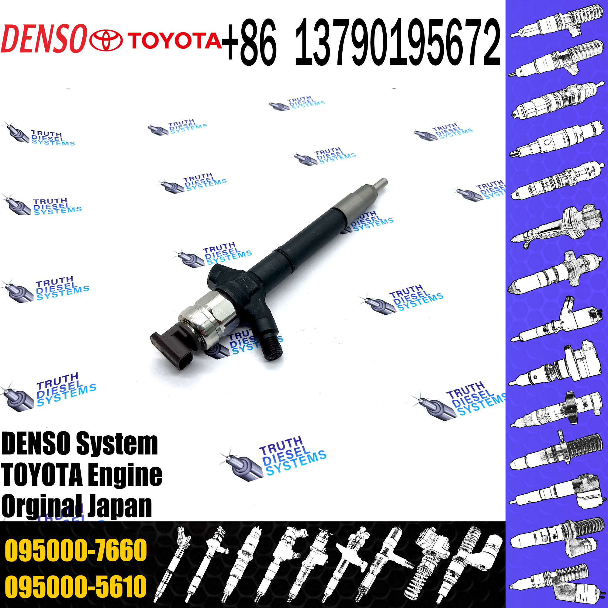 Common Rail Fuel Injector 23670-0R190 Diesel Fuel Injector 095000-7660 Original Remain Injector 23670-0R190