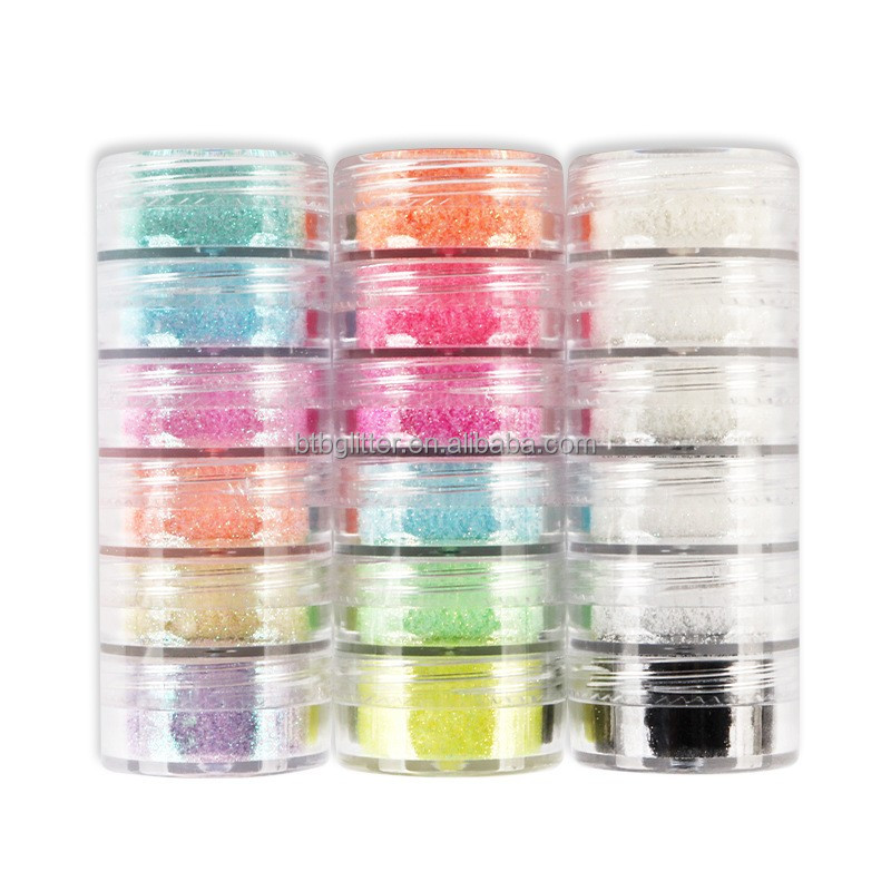 Polyester Glitter Heart Neon Phosphor Powder Nail Glitter Powder Manufactures Nails Chrome with PET and PET