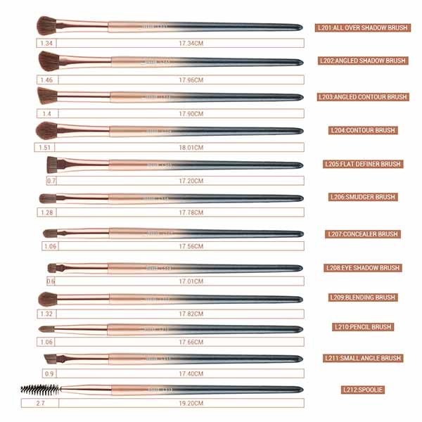 Jessup 18 Pieces Starry Black Pony Hair Essential Makeup Brushes Set T264