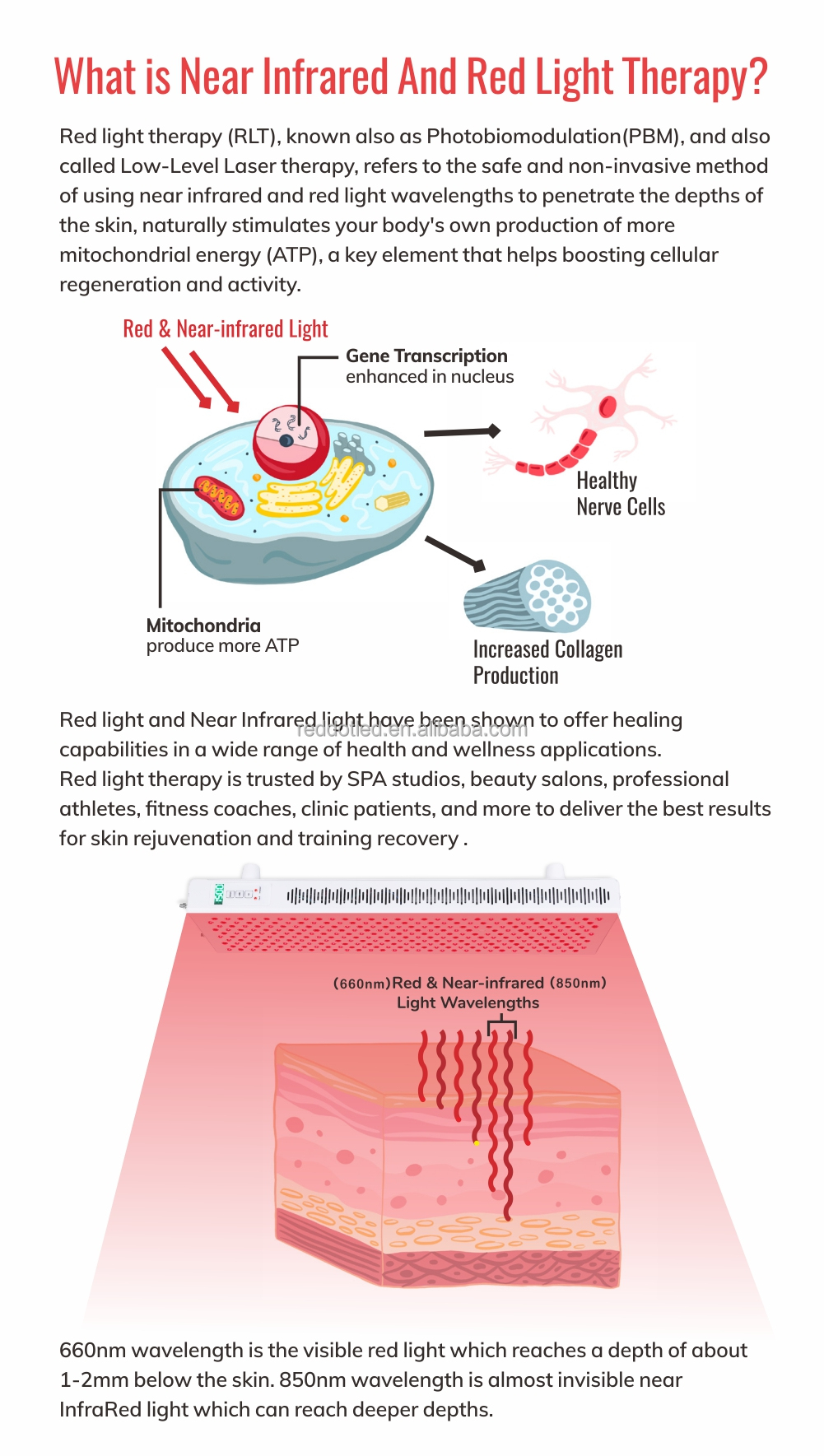 1500W Red Light Therapy Panel 300 LEDs 660nm 850nm No Flicker No EMF Pain Relief Full Body