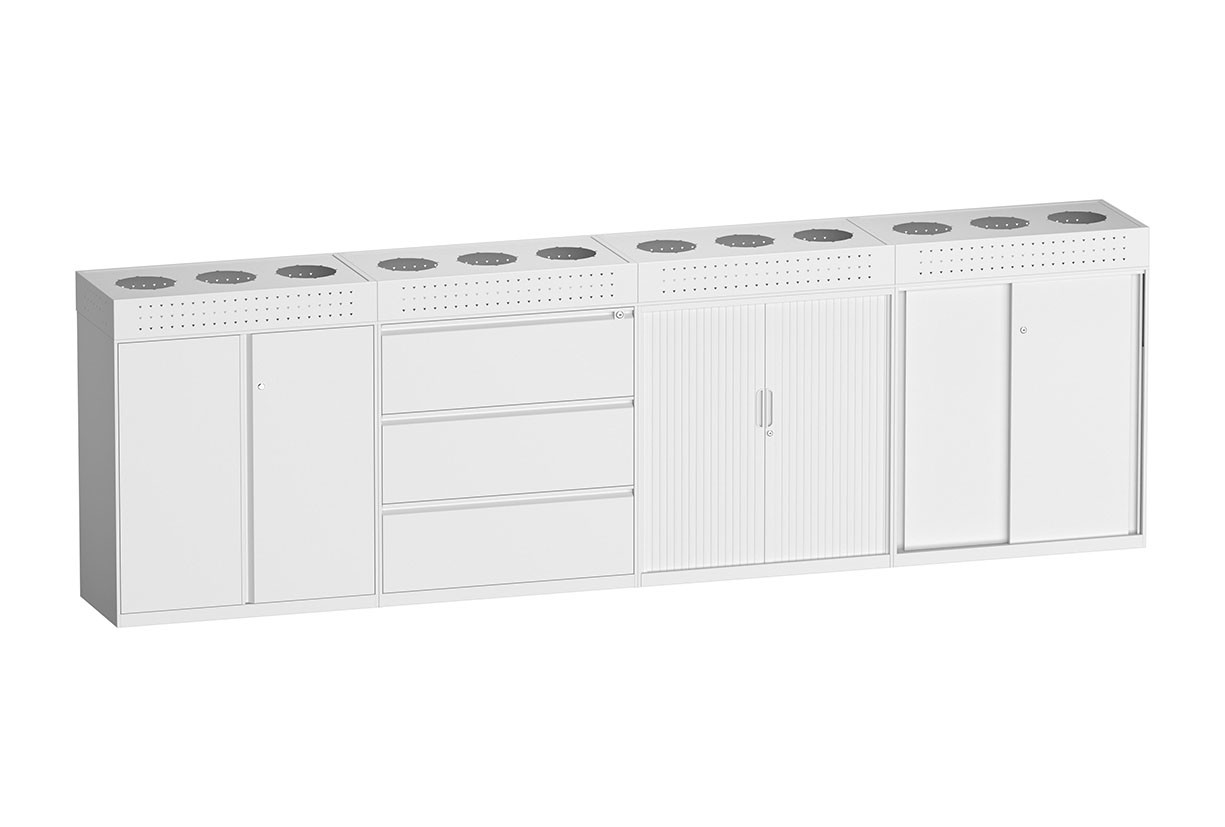 Steel 3 Drawer Lateral Filling Cabinet 12mm Edge Gooseneck For Office