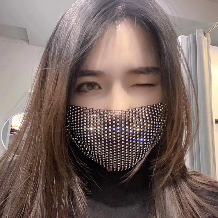Reusasble Private Daily Party Show Shiny Face Mask Magic Bling Crystal face Mask