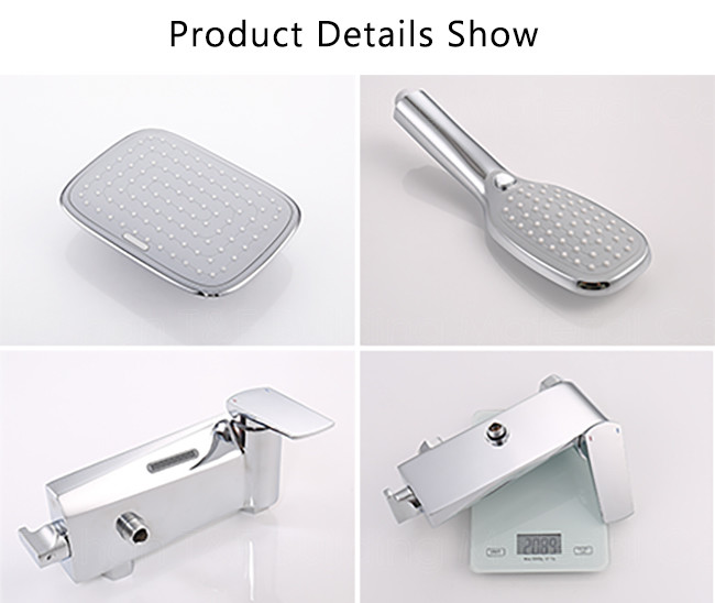 Chrome Shower Set With Thermostatic Mixer , Thermostatic Rain Fall Shower System
