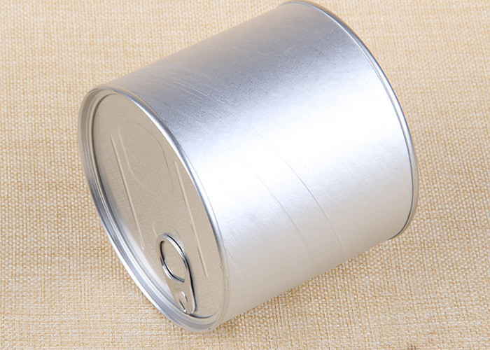 Silvery Color Paper Cans Packaging With Aluminium Easy Open Lip + PE Cap