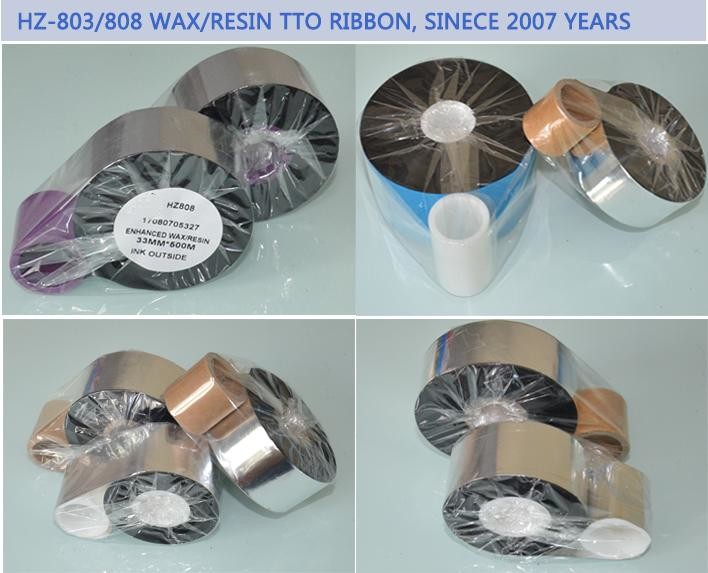 Original TTO 55mmx100m black ribbon ,out / ink thermal transfer barcode wax resin printer ribbon
