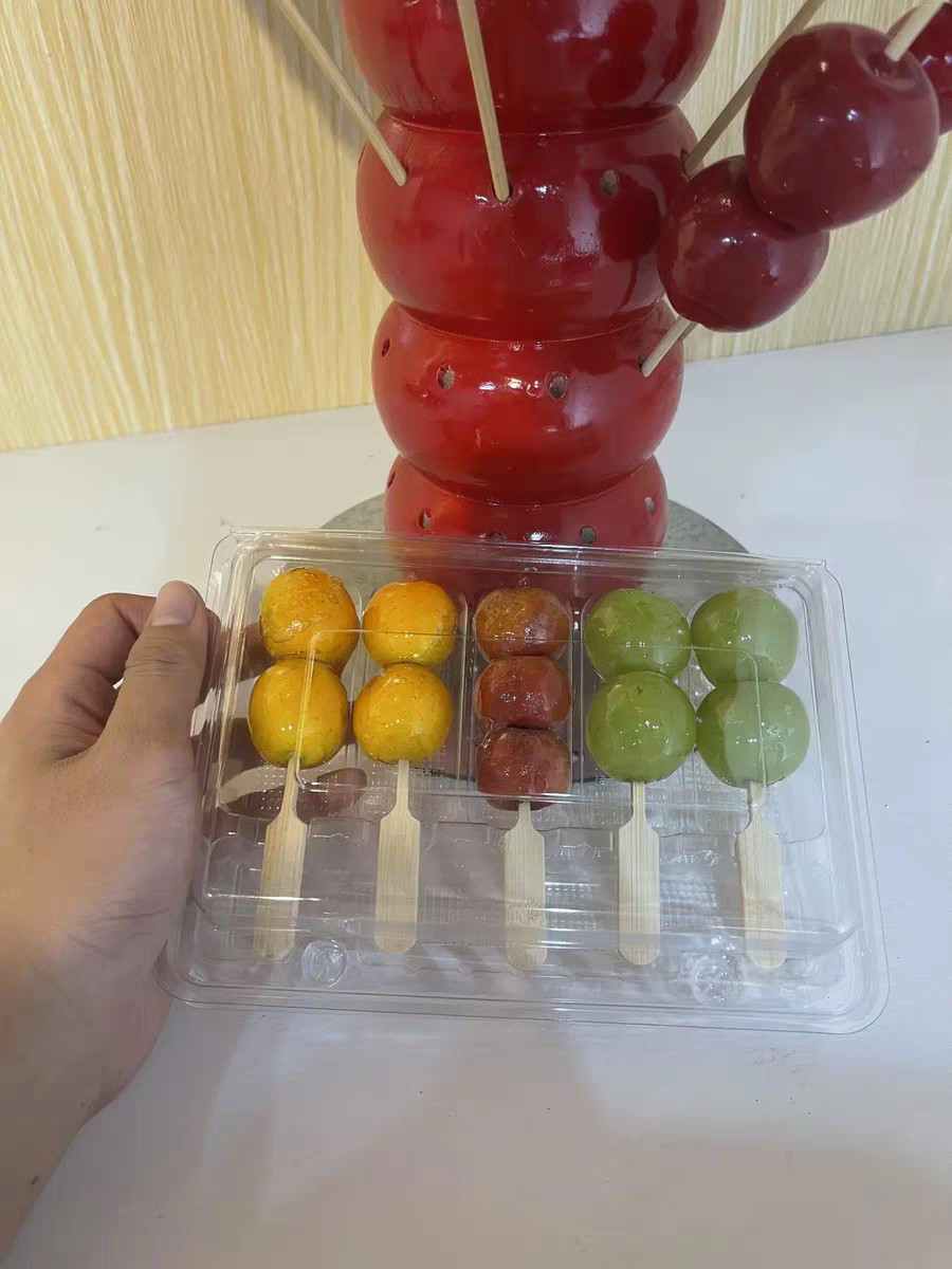 Customized Disposable Plastic Clear Foods Grad Packaging Hinged Clamshell Tanghulu Packaging