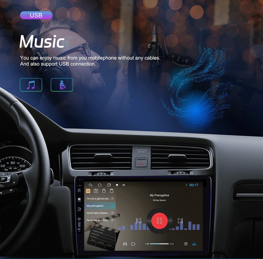 1280*800 Display Resolution Universal Year Car Stereo with Bluetooth and GPS 1G 32G