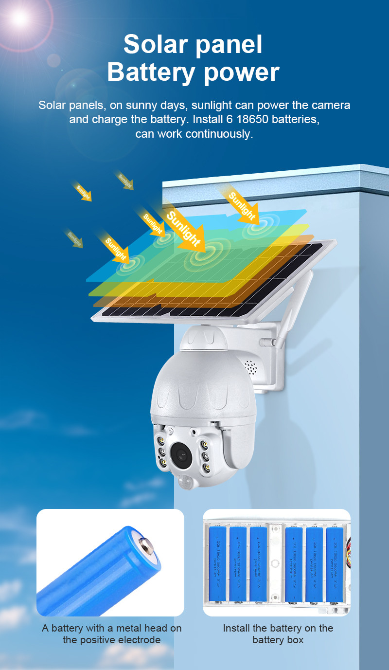 TUYA Smart 2MP Solar Panel PTZ IP Dome WIFI Camera PIR IP66 1080P HD Battery