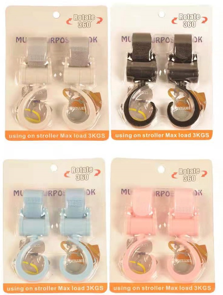 Factory Baby Products gift 360 degree rotation baby stroller hook bebe Pushchair Belt Snap Buckle Hook Buggy Clips Hanger