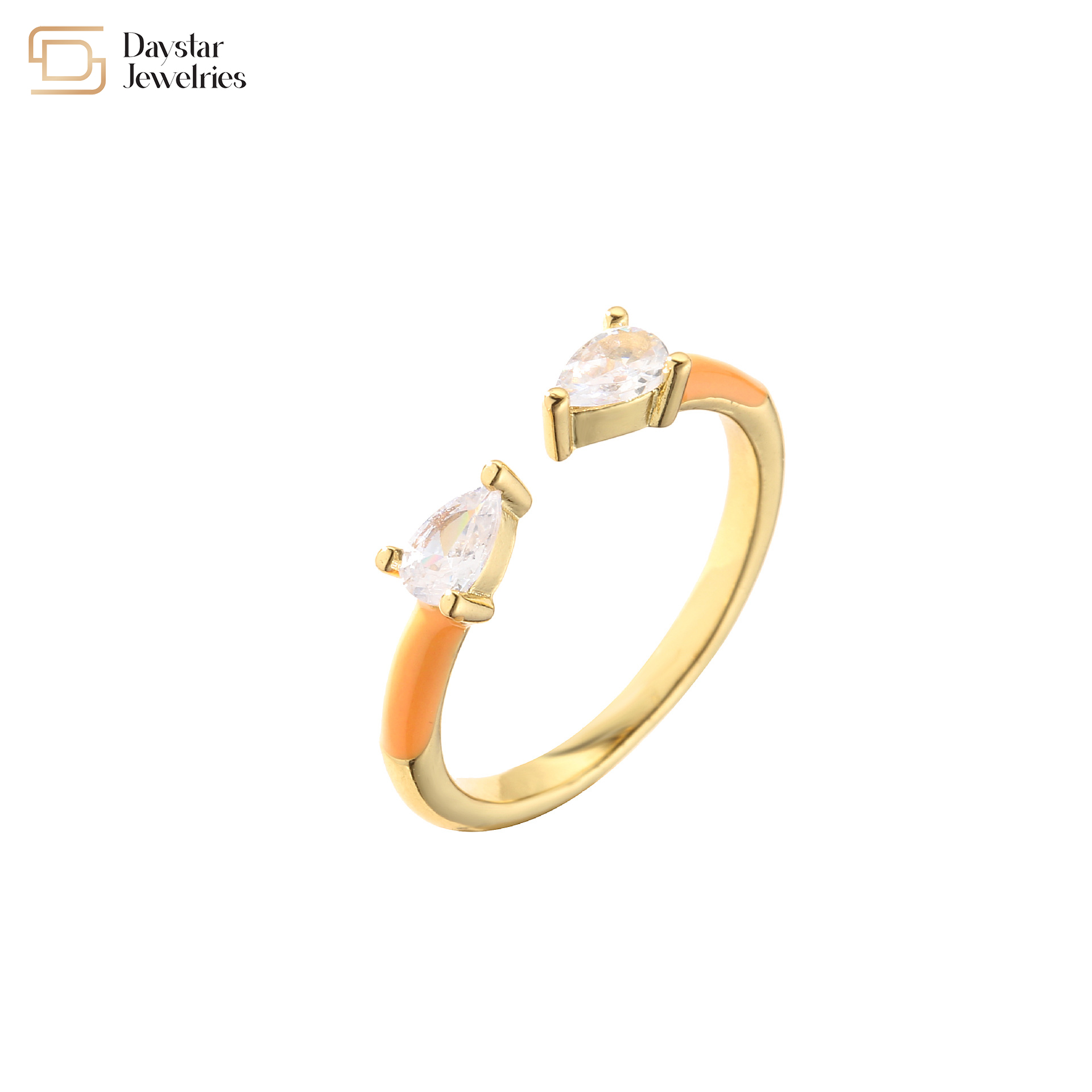 18k Gold Plated Adjustable Cubic Zirconia Water Drop Rings For Women Jewellery