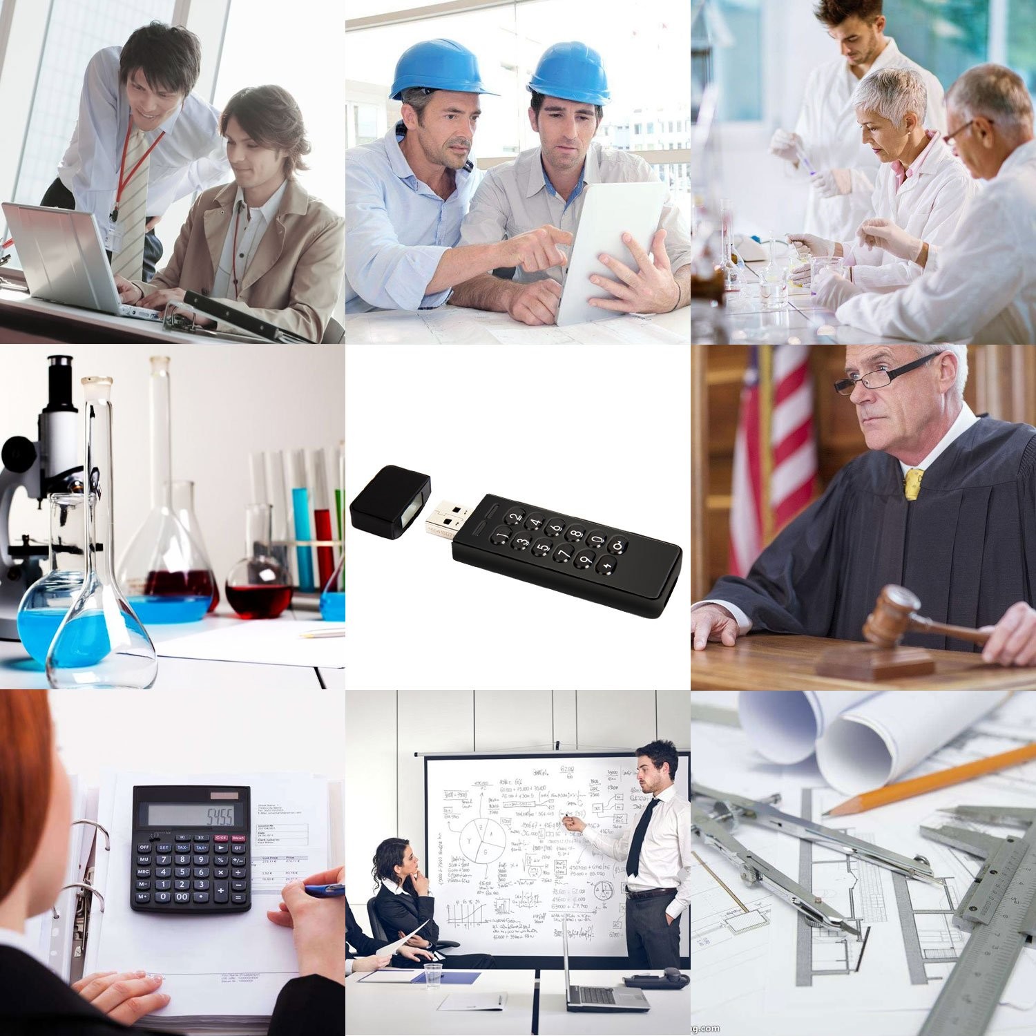 USB Encrypted Flash Drive Password Key 32GB Aluminum with Keypad Portable 256-bit AES XTS Hardware for Business