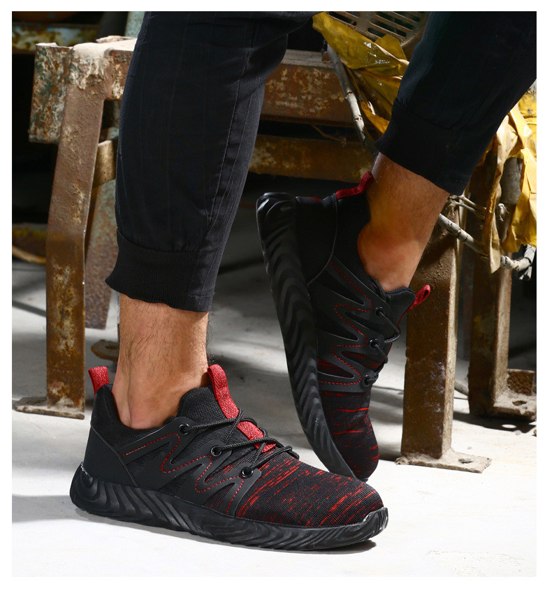 Breathable Work Shoes Flying Knit Safety Shoes Comfortable Safety Shoes Construction Work Shoes For Summer