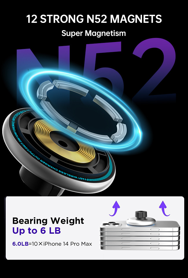 Convenient One-Handed Operation With Magnetic Wireless Charging Stand For Automotive And Customizable Running Light