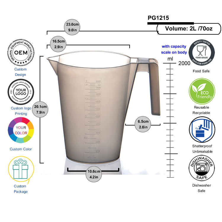 Food Grade BPA Free Plastic Beer Pitcher Stackable Plastic Beer Jug For Bar