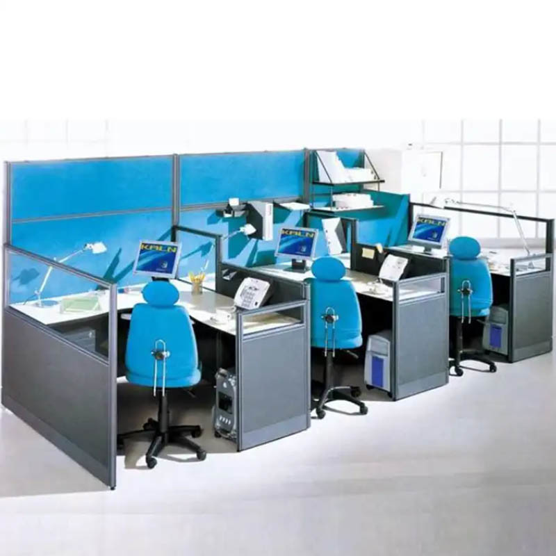 Blue 2 4 6 People Office Arc Workstation Desk Office Furniture