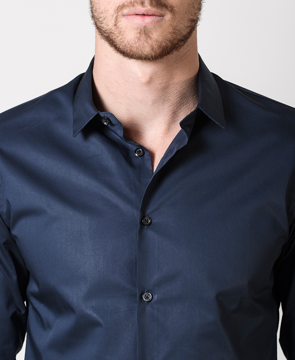 Cotton Mens Long Sleeve Office Shirts , Mens Formal Dress Shirts Solid Color