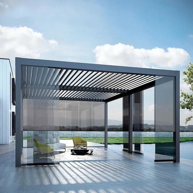 Aluminum Outdoor Louvered Pergola For Courtyard Aluminum Louvers Modern