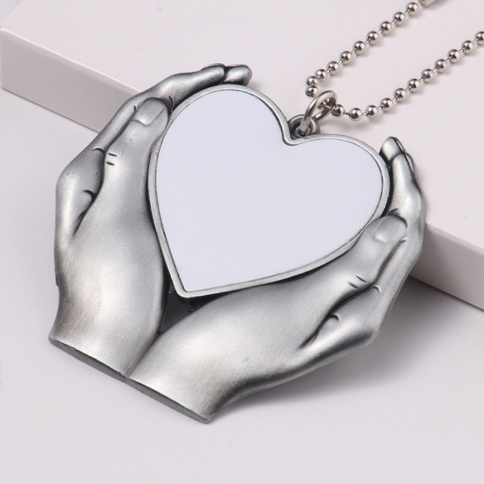 Sublimation blank hand heart shape ornament car pendant