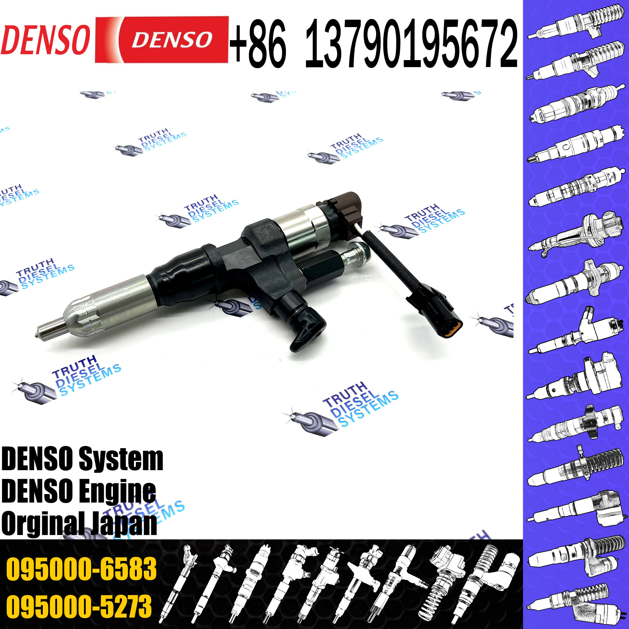 Common rail fuel injector 095000-6581, 095000-6582, 095000-6583 for HINO J08E 330PS 23670-E0320
