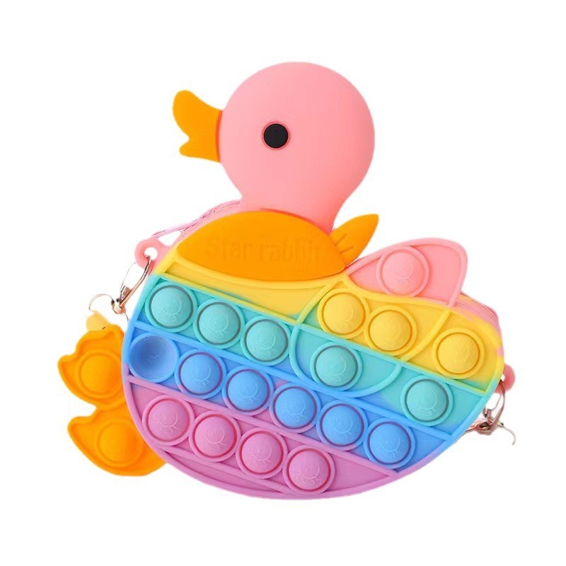 Pop Purse Bag For Kids Duck Popper Sensory Fidget Princess Toy Gifts ADHD Anxiety Stress Relief Crossbody Purse Bag