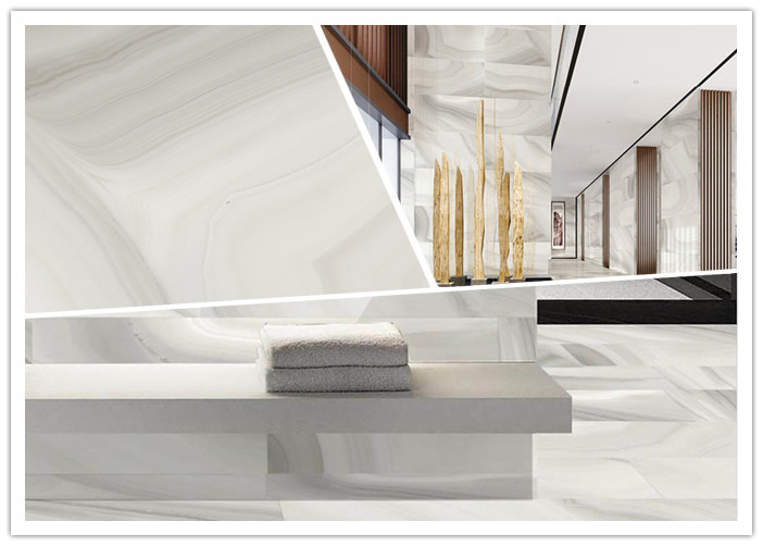 Frost Resistant Marble Look Bathroom Floor Tiles / Marble Like Ceramic Tile