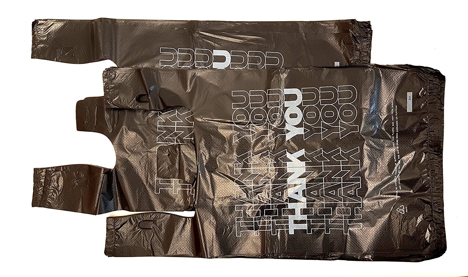 HDPE Material Plastic Bag , Thank You T-Shirt Carry out Bags Black 18 Microns – 500 Bags Per Case