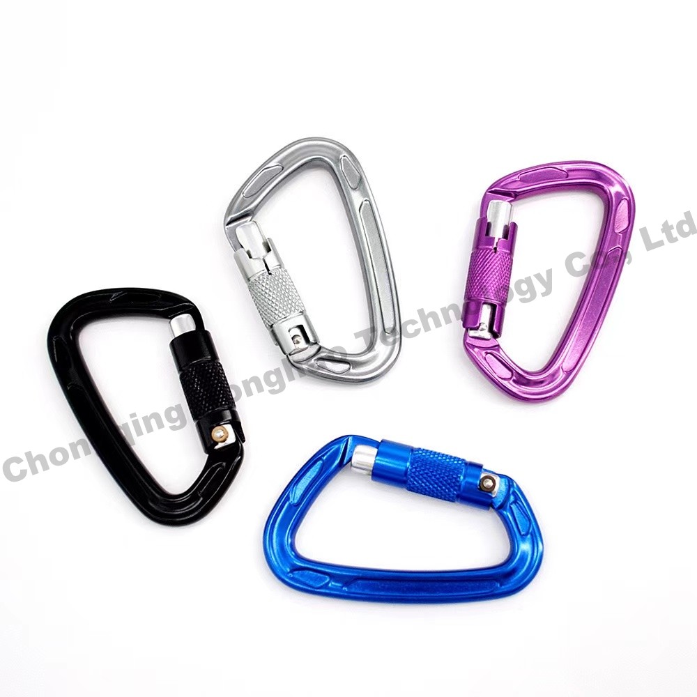 22KN D Shape Auto Lock High Strength Aluminium Alloy Climbing Safety Carabiner Hardware