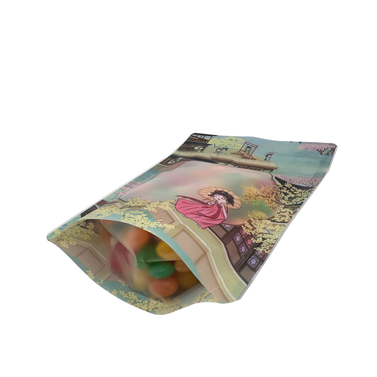 250g Plastic Matte Transparent Standup Pouches with Zipper and Window for Candies Dry Food