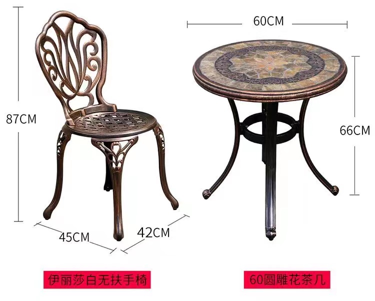 3PCS Cast Aluminium Outdoor Furniture Folded Aluminium Dining Set Outdoor