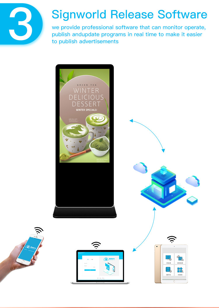 OEM ODM Floor Standing Digital Signage 55 Inch Advertising Kiosk