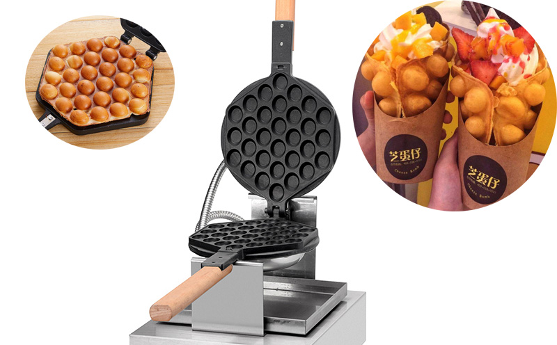 220V Commercial Electric Bubble Waffle Maker for Hong Kong Style Belgian Egg Waffles