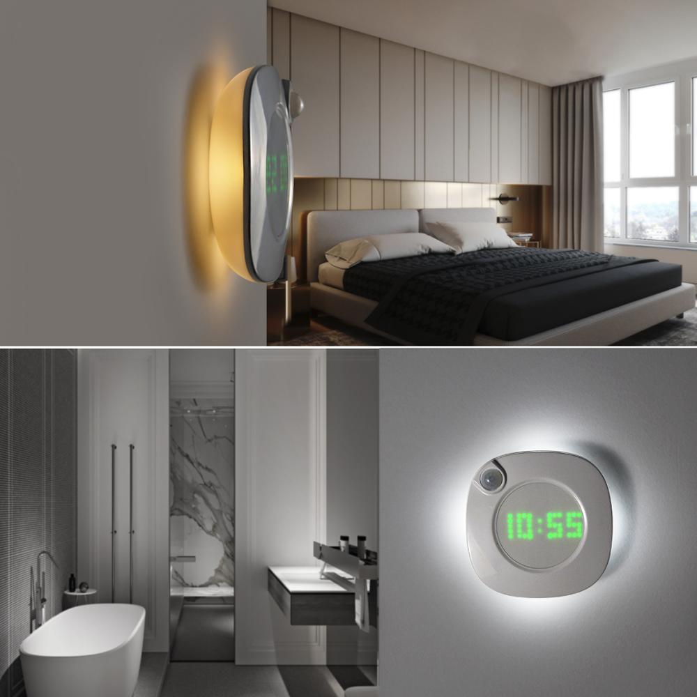 600MAH 0.3W USB Rechargeable Motion Sensor Light Digital Display Time Clock Magnet Attach