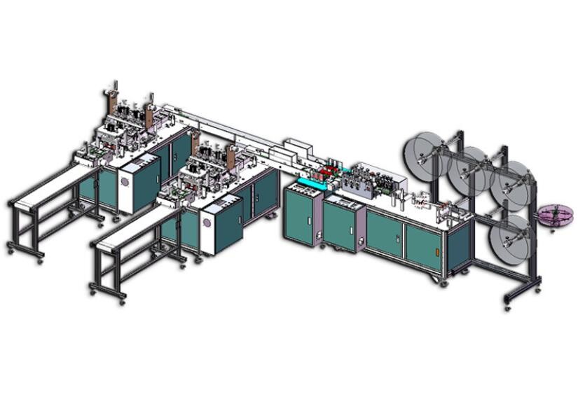 PLC Control Medical Sanitary Face Mask Machine All Aluminum Alloys Construction