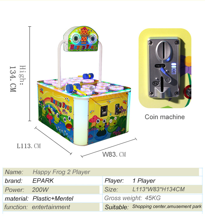 Kids Redemption Ticket Hit Frog Coin Operated Arcade Machines 2 Players