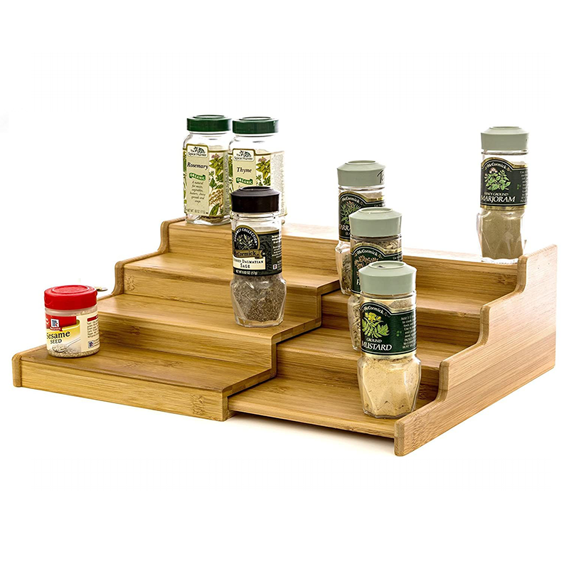 Storage Holders Racks Simple Bamboo Ladder-Shaped Spice Storage for Kitchen Countertop