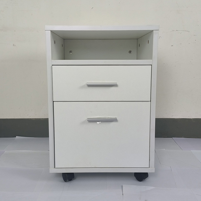 Modern 2-Drawer Mobile Wood Pedestal Cabinet Under Office Desk Storage Cabinet