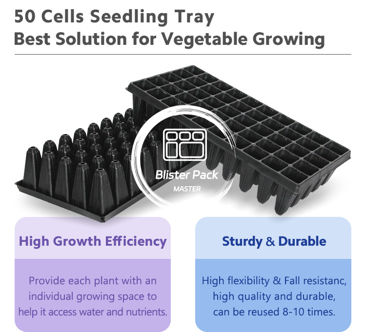 50 Cell Plastic Germination Trays Durable Seed Starter Plug Tray for Efficient Plant Growth