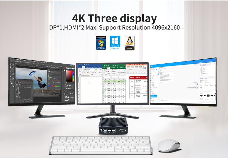 4K Three display DP*1,HDM!*2 Max. Support Resolution 4096x2160