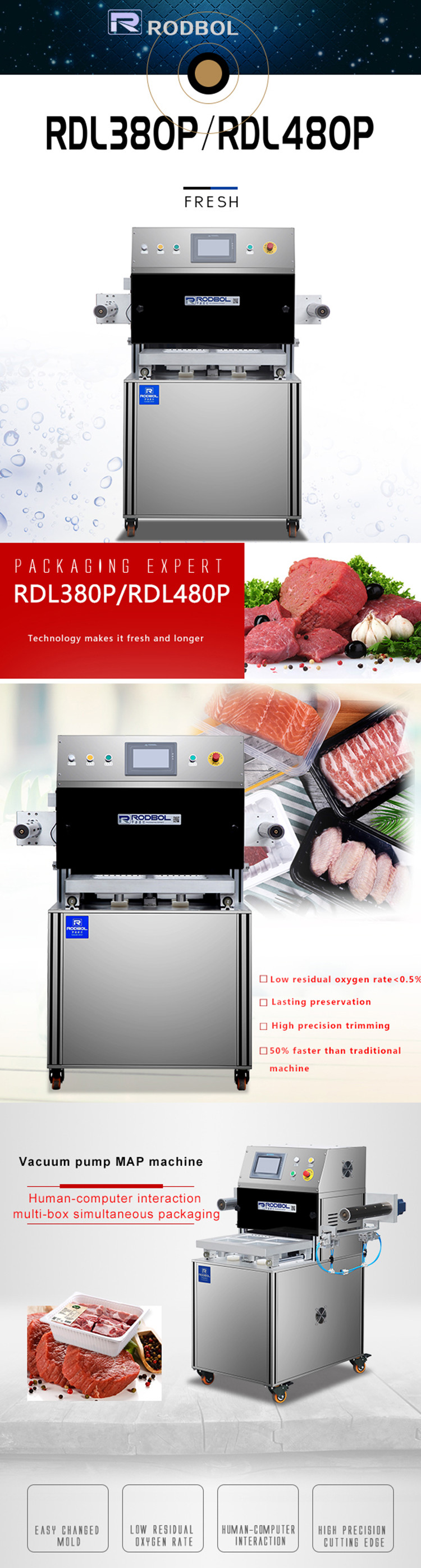 Automatic Tray Type Map Packaging Equipment Vacuum Sealer Chamber Machine