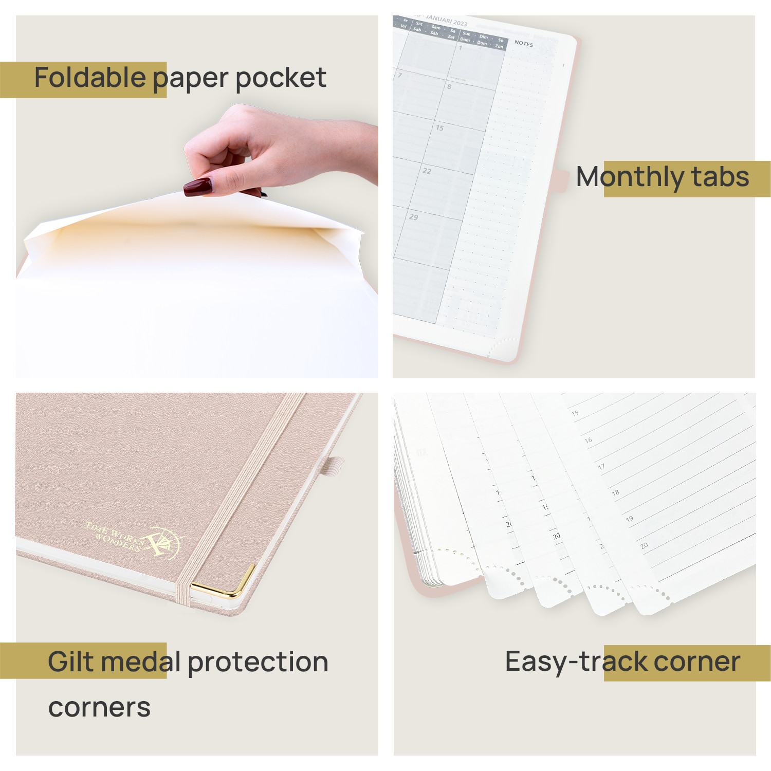 Large 10.38inch X 8.5inch Weekly Academic Planner Light Pink Hardcover