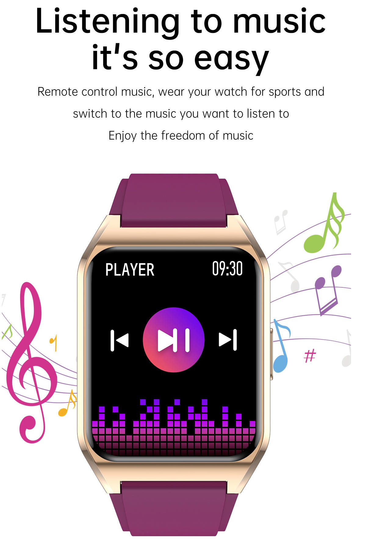 Square Screen Bluetooth Smart Watch Body Temperature Blood Pressure Monitoring