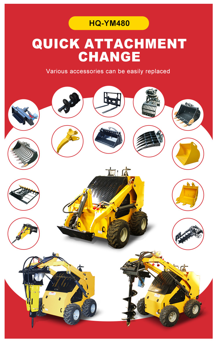 Construction Works Mini Skid Steer Wheel Loader with HQ Hydraulic Valve and Epa Engine